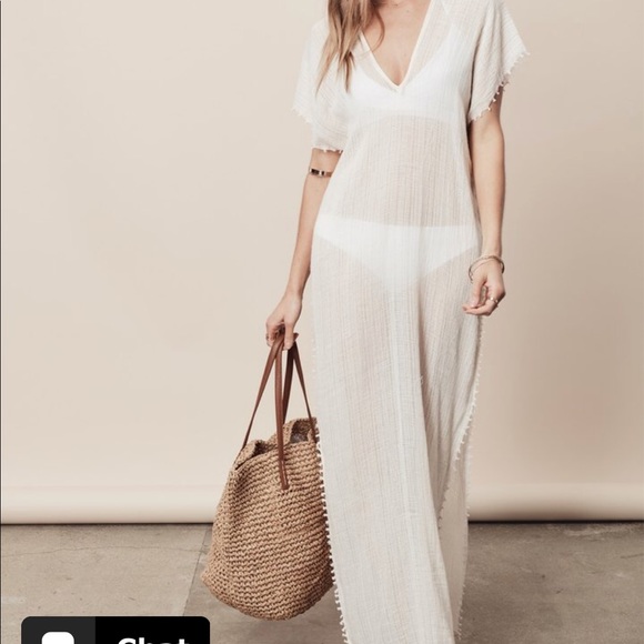 LOVE STITCH NATURAL COVER UP MAXI DRESS - Picture 3 of 6